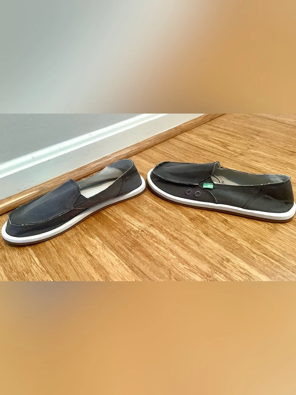 Brand new Sanuk Charcoal Canvas Slip-On Sneakers